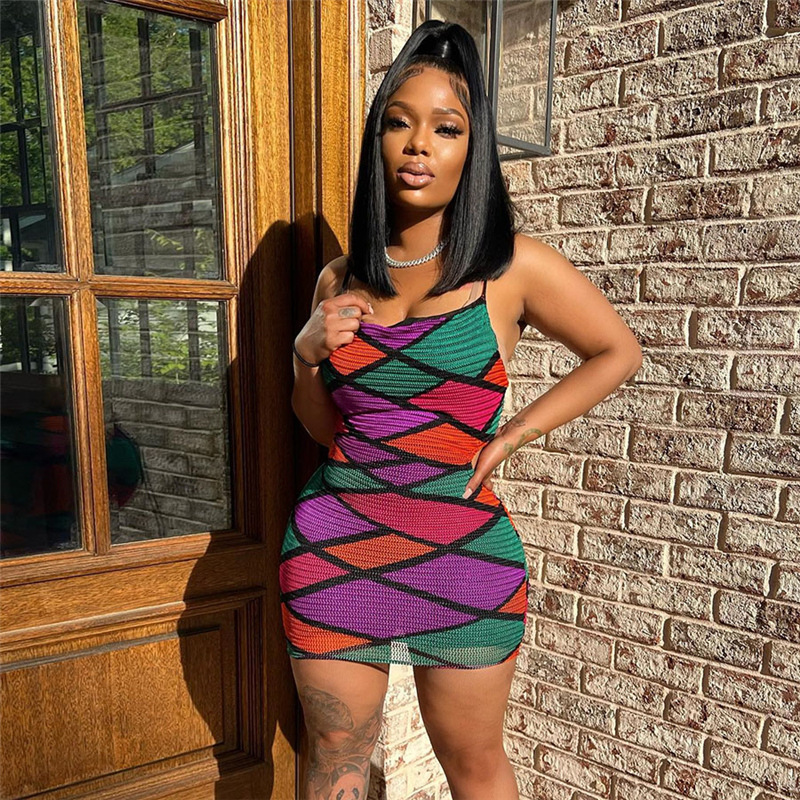 Sleeveless Colorblock Diamond Quilted Tube Dress with Cut-Out Back & Adjustable Straps