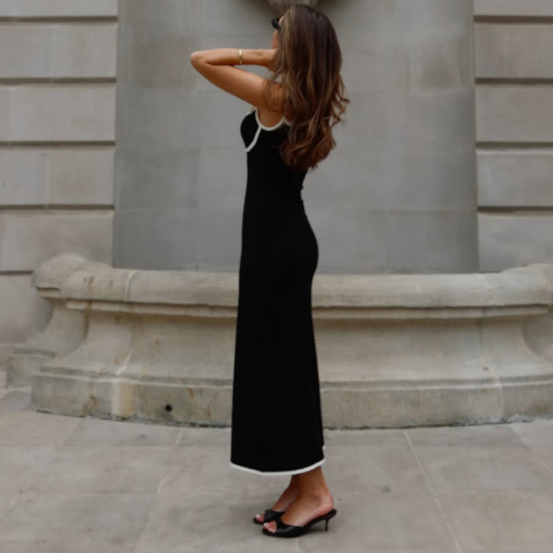 Sexy Sleeveless Spaghetti Strap Bodycon Color-Block Dress