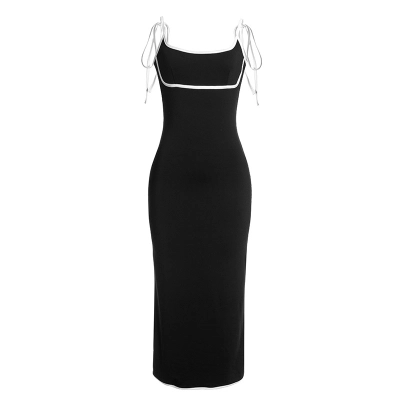 Sexy Sleeveless Spaghetti Strap Bodycon Color-Block Dress 01