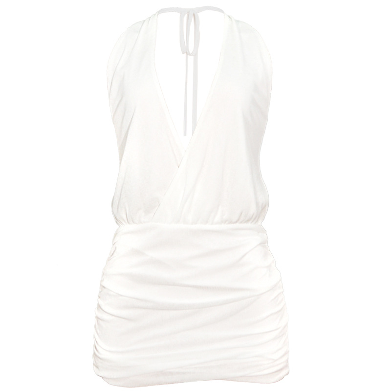 Sexy Halter Neck Deep V Backless Bodycon Mini Dress