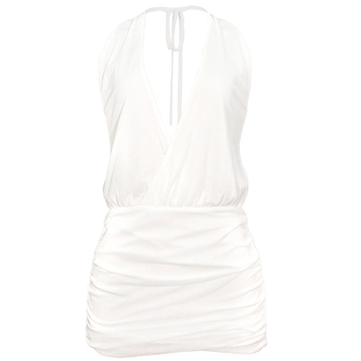 Sexy Halter Neck Deep V Backless Bodycon Mini Dress 01