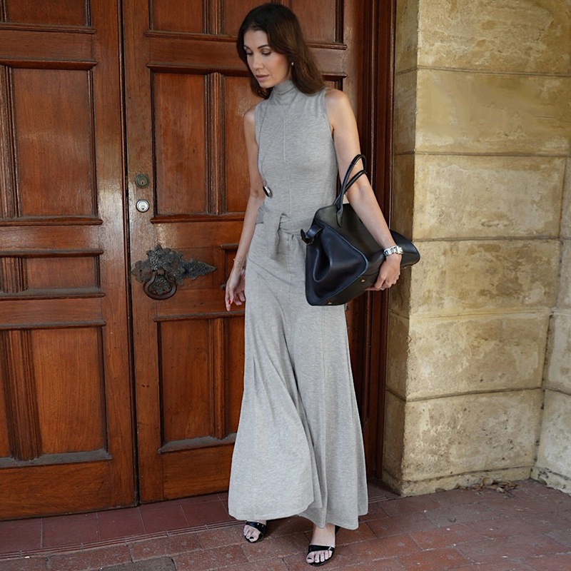 Elegant Mock Neck Sleeveless Bodycon Mermaid Maxi Dress