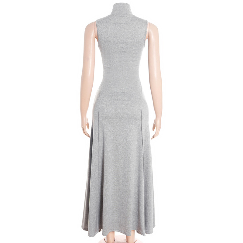 Elegant Mock Neck Sleeveless Bodycon Mermaid Maxi Dress