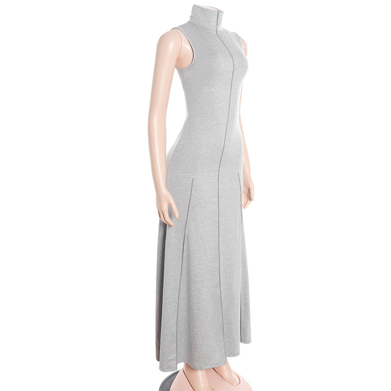 Elegant Mock Neck Sleeveless Bodycon Mermaid Maxi Dress