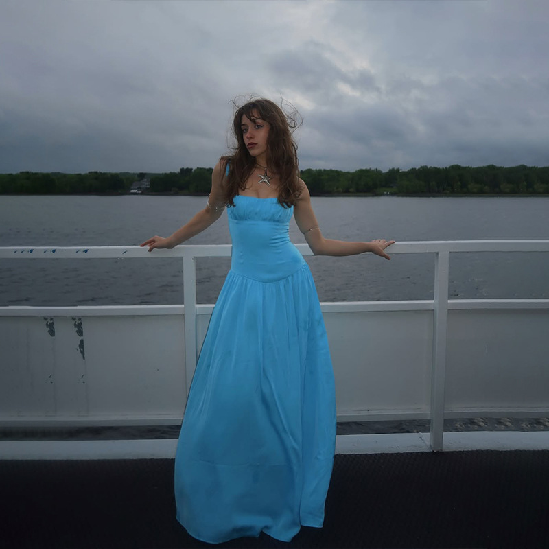 2025 Spring Summer New Arrival Spaghetti Strap High-Waisted Solid Maxi Dress