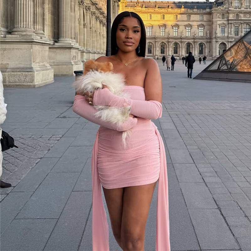 Strapless Ruched Bodycon Mini Dress