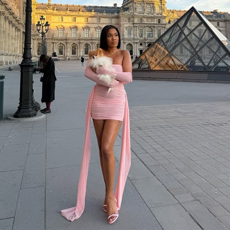 Strapless Ruched Bodycon Mini Dress