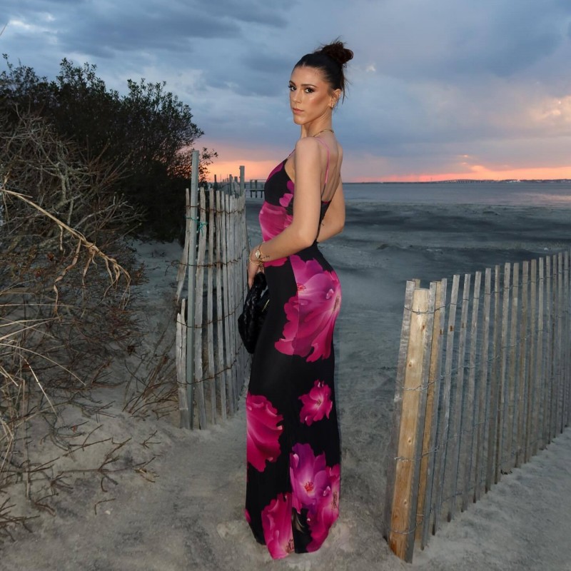 Sexy Spaghetti Strap Sleeveless Floral Maxi Dress