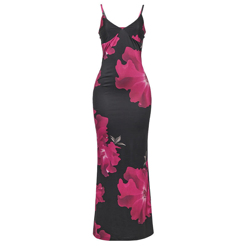 Sexy Spaghetti Strap Sleeveless Floral Maxi Dress