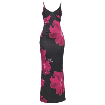 Sexy Spaghetti Strap Sleeveless Floral Maxi Dress 01