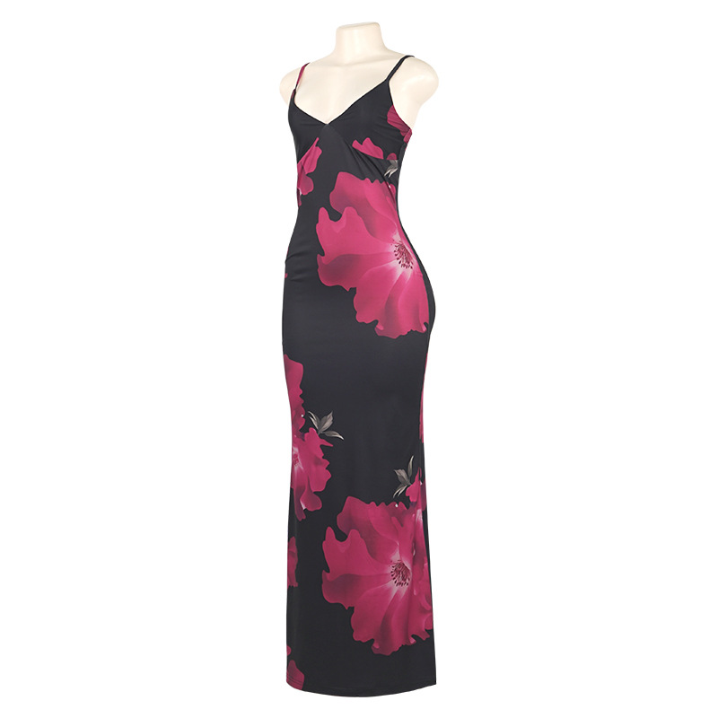 Sexy Spaghetti Strap Sleeveless Floral Maxi Dress