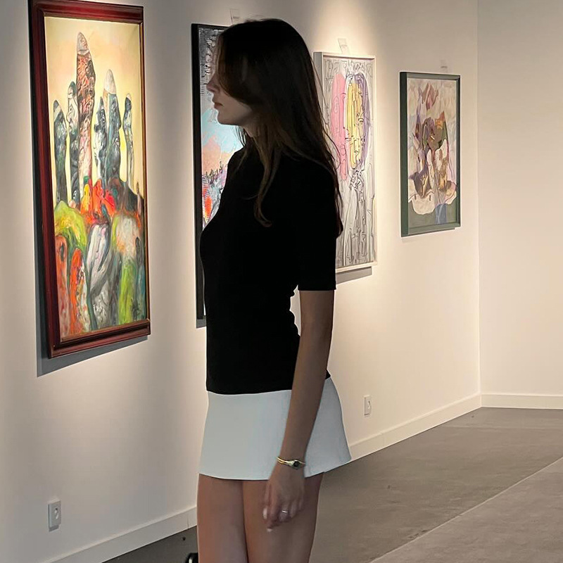 Round Neck Long Sleeve Solid Color Panel-Block Maxi Dress