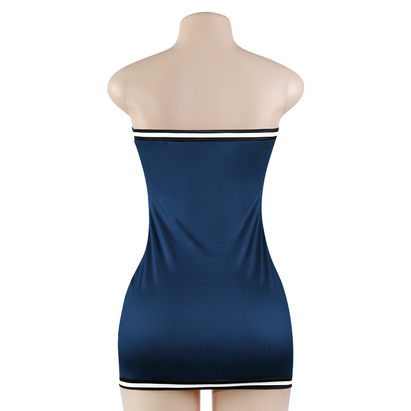 Letter Print Strapless Bodycon Mini Dress