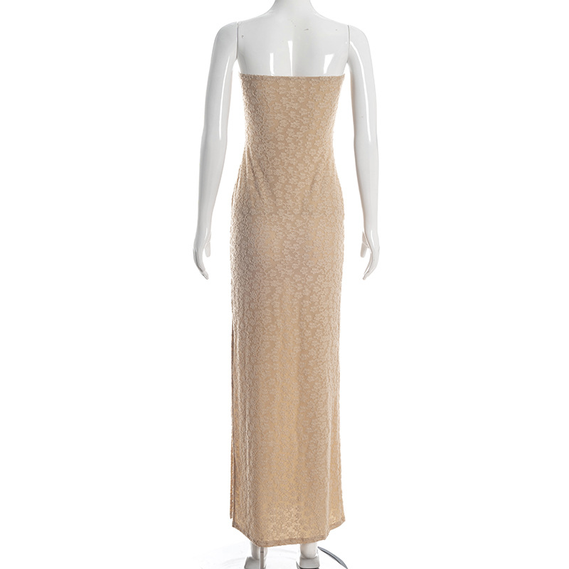 Strapless Jacquard Bodycon Maxi Dress