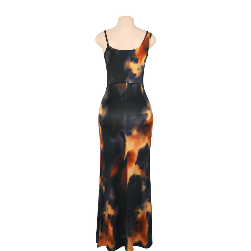 Sleeveless Spaghetti Strap Printed Maxi Dress