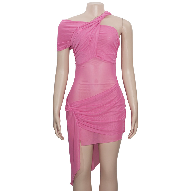  Ruched Halter Neck Backless Bodycon Mini Dress