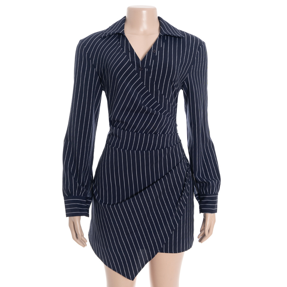 Elegant Striped Bodycon Maxi Dress with Asymmetrical Hem