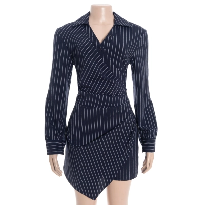 Elegant Striped Bodycon Maxi Dress with Asymmetrical Hem 01