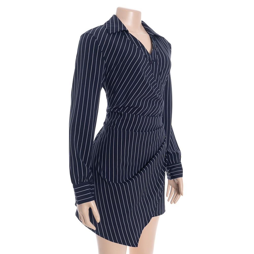 Elegant Striped Bodycon Maxi Dress with Asymmetrical Hem