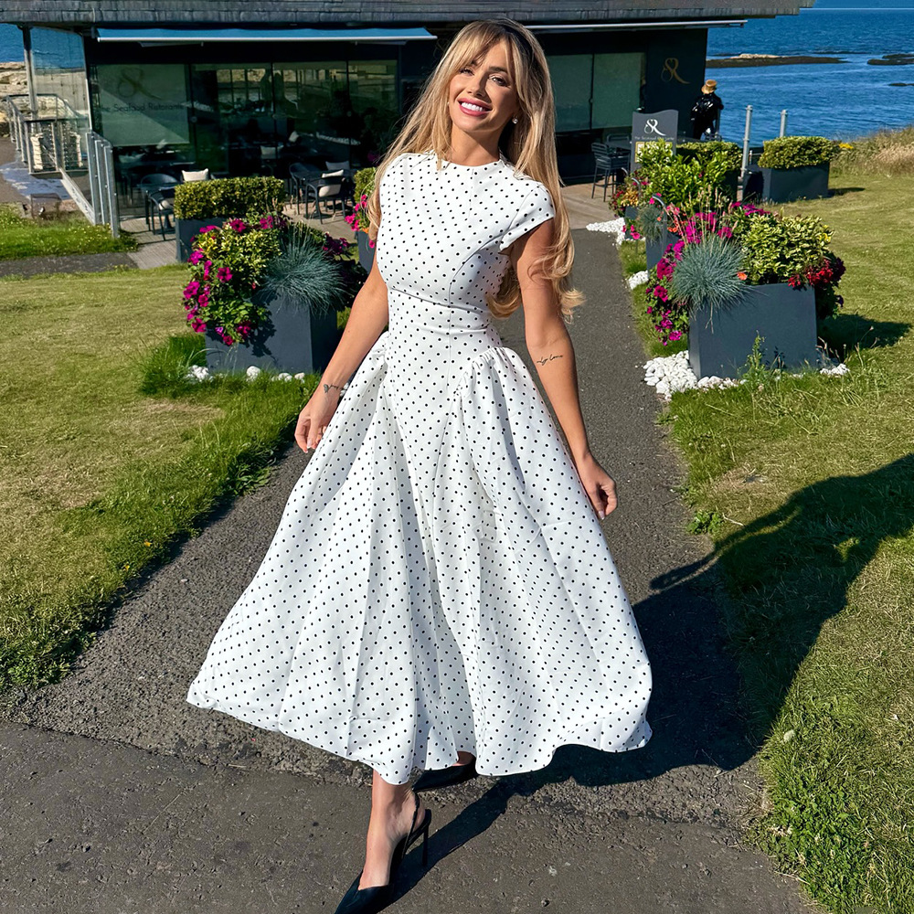 Vintage Polka Dot Sleeveless Maxi Dress