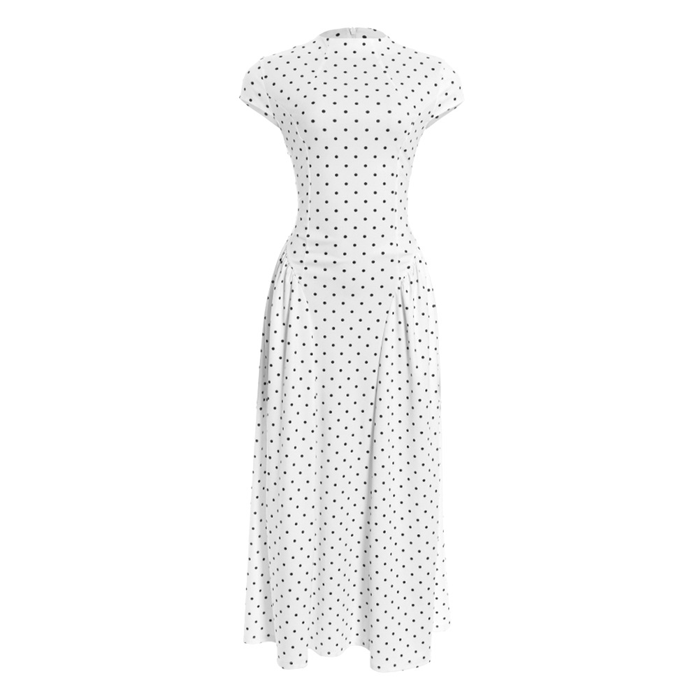 Vintage Polka Dot Sleeveless Maxi Dress