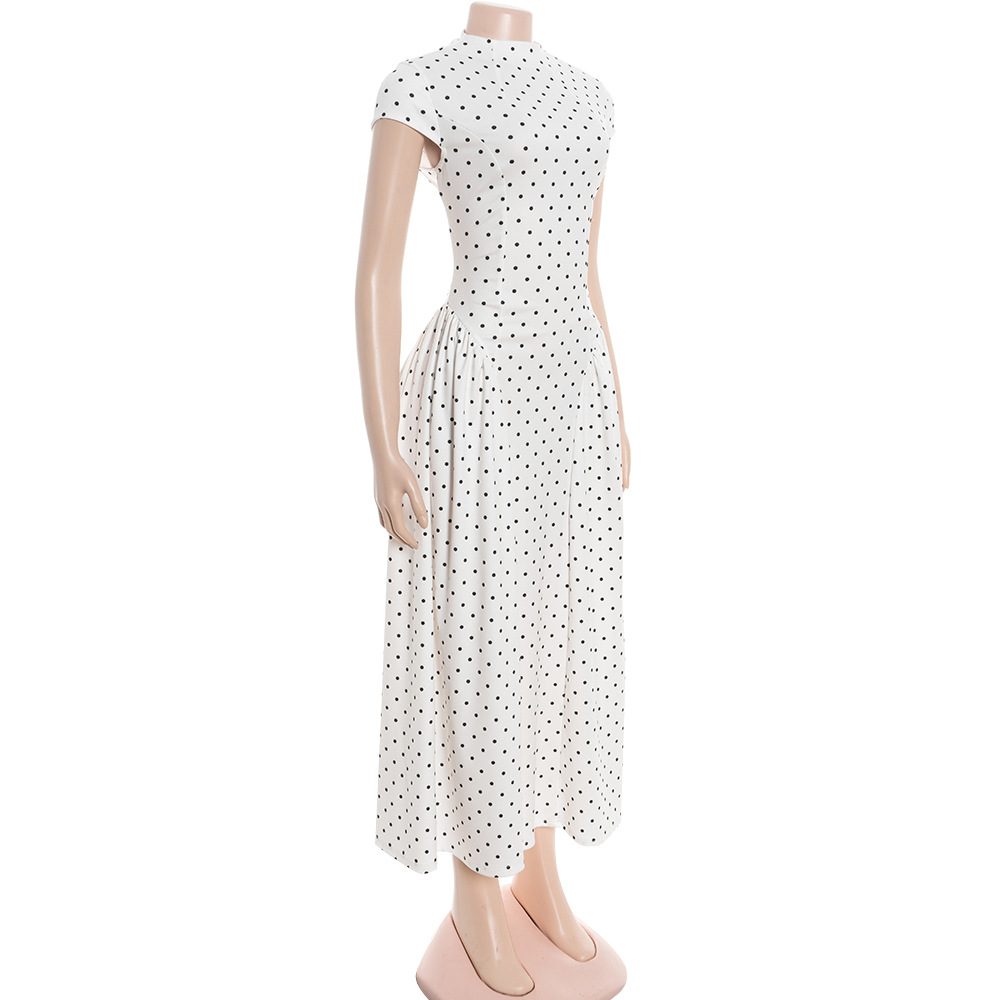 Vintage Polka Dot Sleeveless Maxi Dress