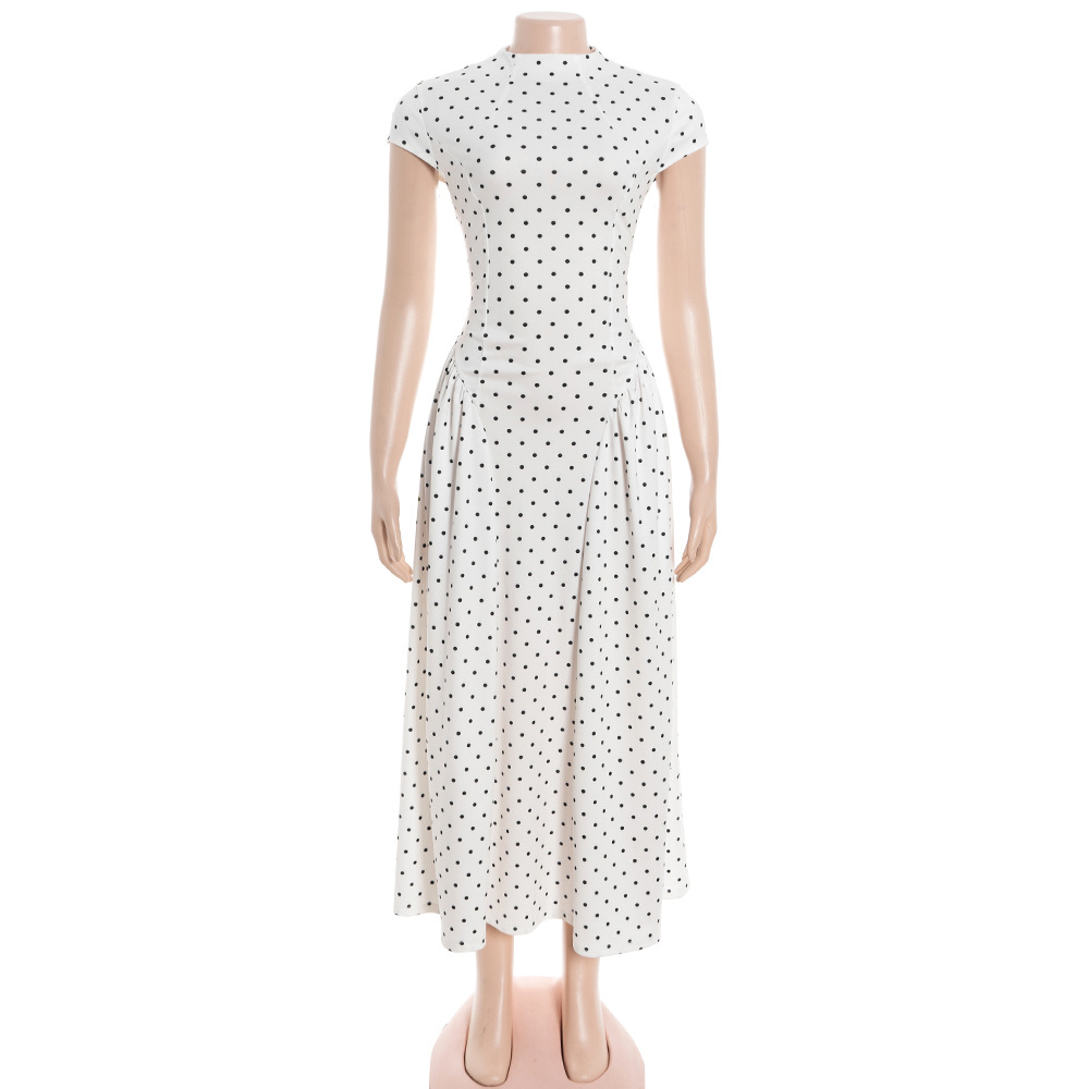 Vintage Polka Dot Sleeveless Maxi Dress