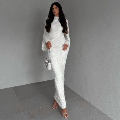 Cape-Sleeve Long Sleeve Backless Maxi Dress 02