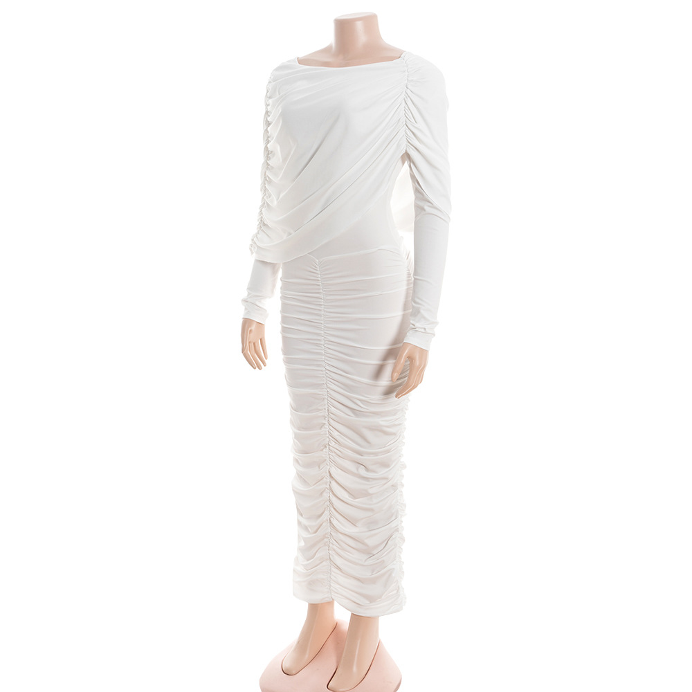 Cape-Sleeve Long Sleeve Backless Maxi Dress