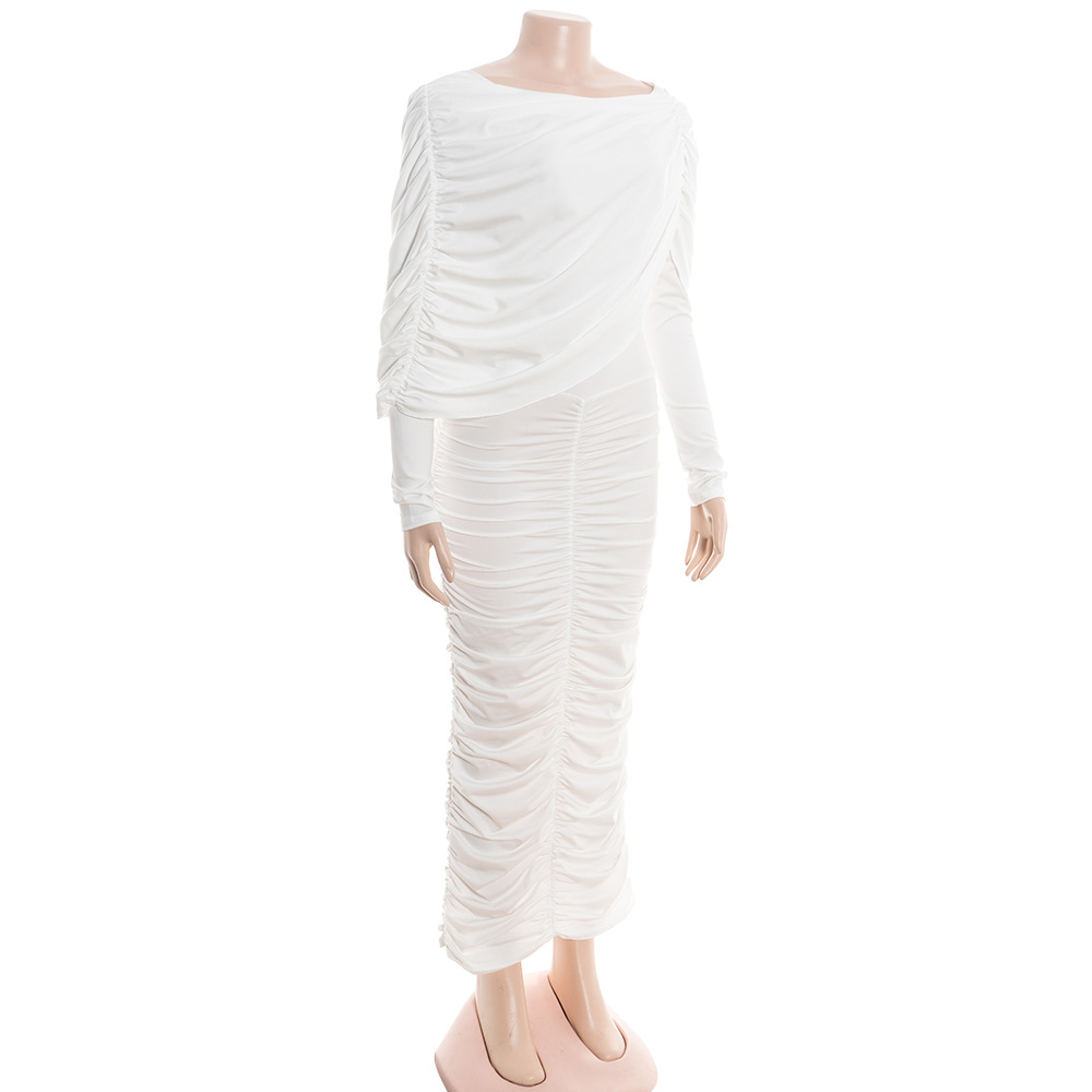 Cape-Sleeve Long Sleeve Backless Maxi Dress