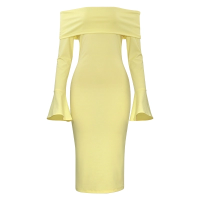 Solid Color Off-the-Shoulder Long Sleeve Maxi Dress 01