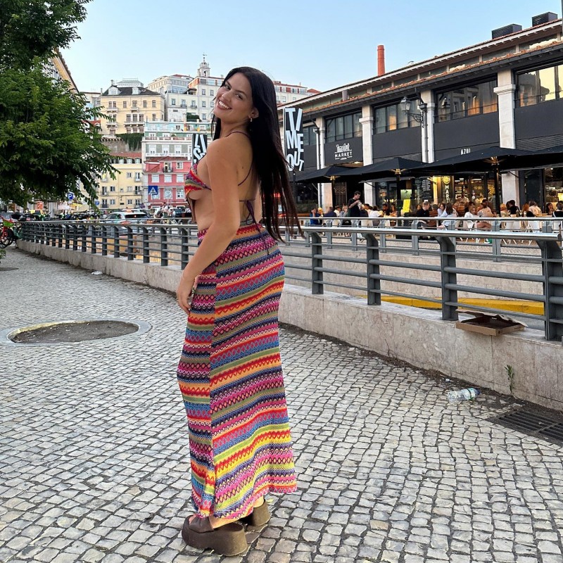 Summer Halter Neck Crop Top & Bodycon Maxi Skirt Two-Piece Set