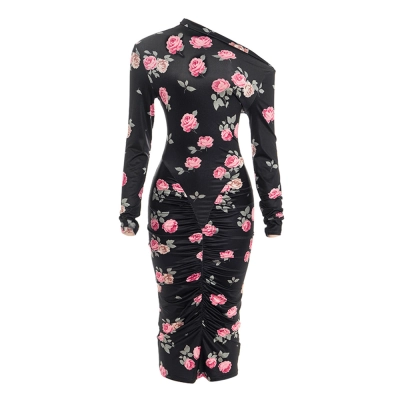 Asymmetrical Off-Shoulder Long Sleeve Maxi Dress 01