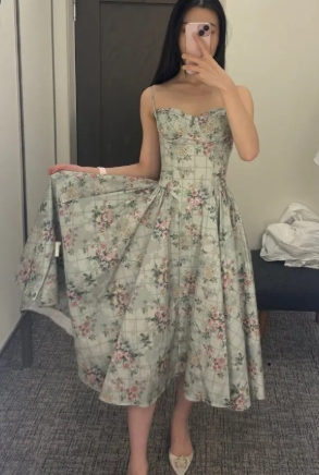 French Style Sexy Waist Tie Floral Dress review Isabella