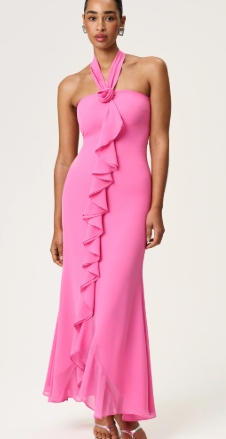 Net Mesh Ruffle Neckline Floral Dress review Lily