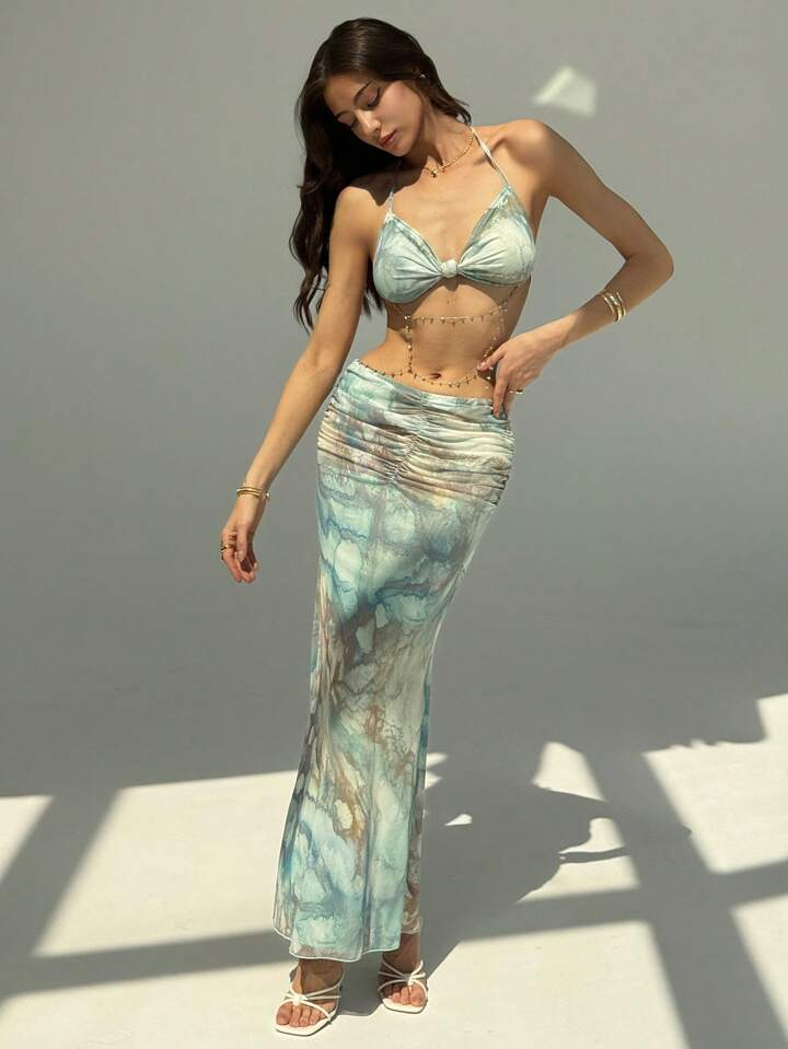 Women's Halter Neck Beaded Chain Detail Bodycon Backless Mini Dress review Jessica Thompson