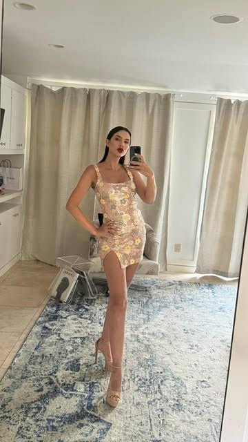 Sparkly Square Neck Bodycon Slit Dress review Marcus Rivera