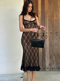 Sexy Lace Detail Bow-Tie Midi Dress with Sleeveless Back Zip review Marcus Johnson