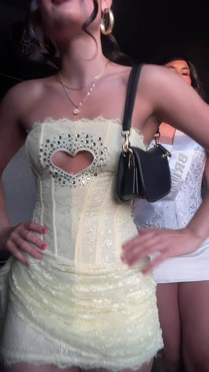 Sparkling Rhinestone Cutout Heart Halter Lace-Trim Bodycon Evening Dress review Abigail Turner