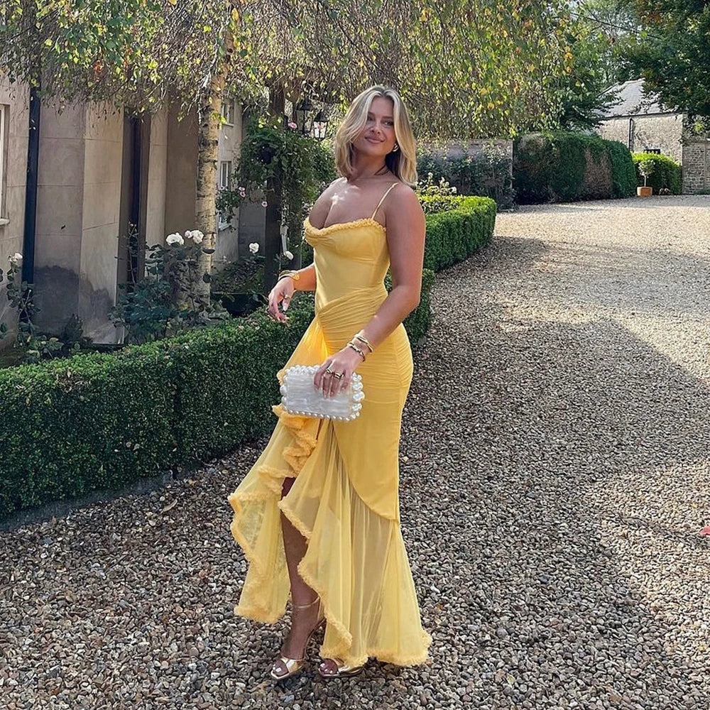 Elegant Sexy Backless Chiffon Spaghetti Strap Maxi Dress review Sophia Thompson