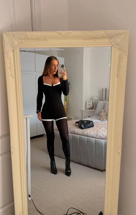 Sexy Deep V-Neck Color-Blocked Knit Jumpsuit  review Sophia Reed