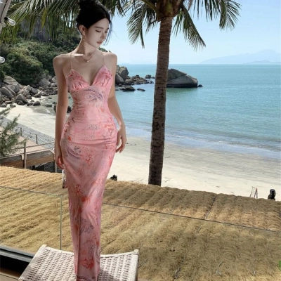 Floral Print Spaghetti Strap Backless Maxi Dress review Emily Thompson