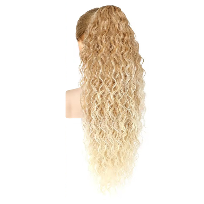 Natural Simulated Chemical Fiber Large Wave Gradient Wig Ponytail