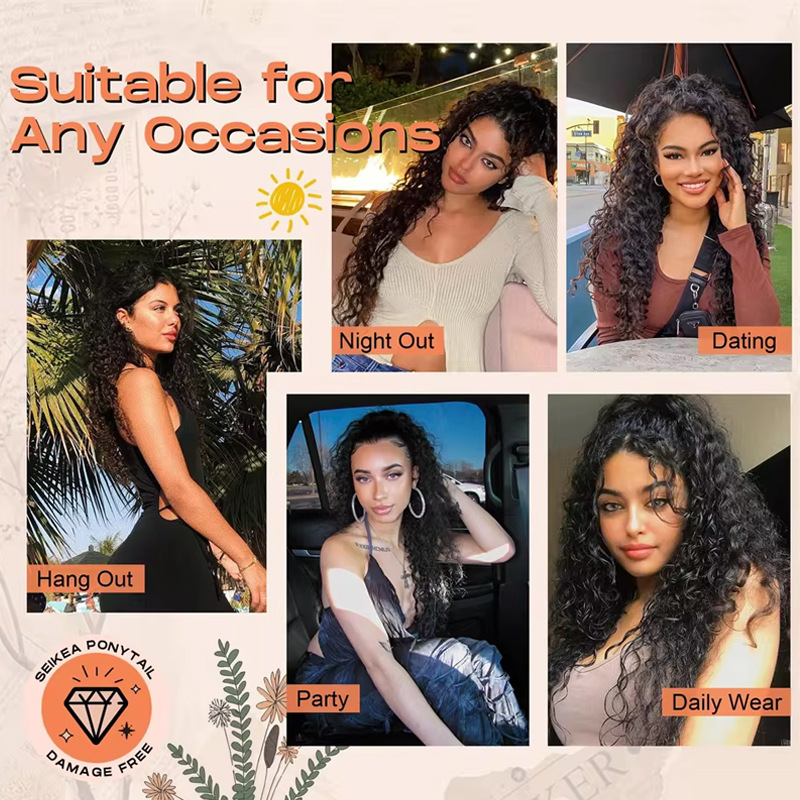 Natural Simulated Chemical Fiber Large Wave Gradient Wig Ponytail