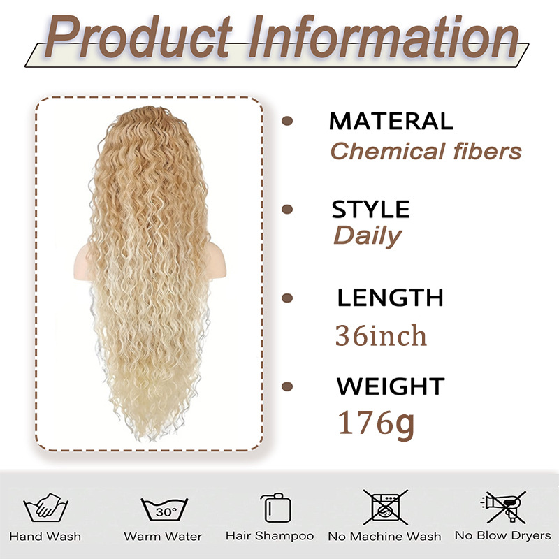 Natural Simulated Chemical Fiber Large Wave Gradient Wig Ponytail