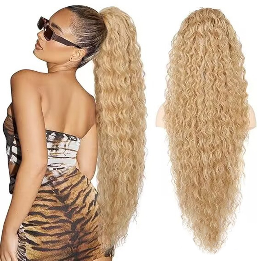 Natural Simulated Chemical Fiber Large Wave Gradient Wig Ponytail