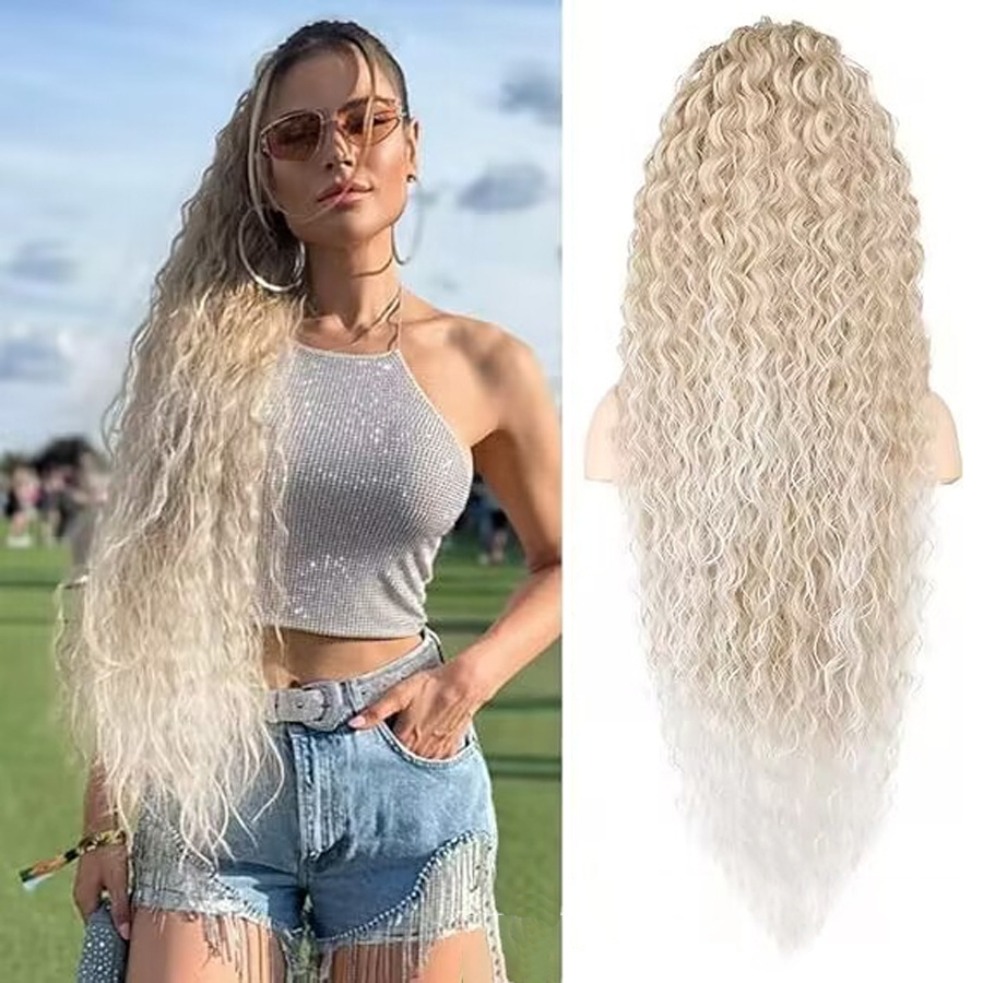 Natural Simulated Chemical Fiber Large Wave Gradient Wig Ponytail