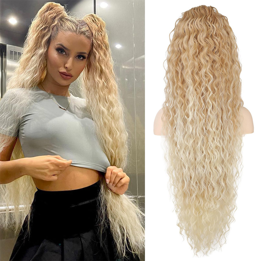 Natural Simulated Chemical Fiber Large Wave Gradient Wig Ponytail