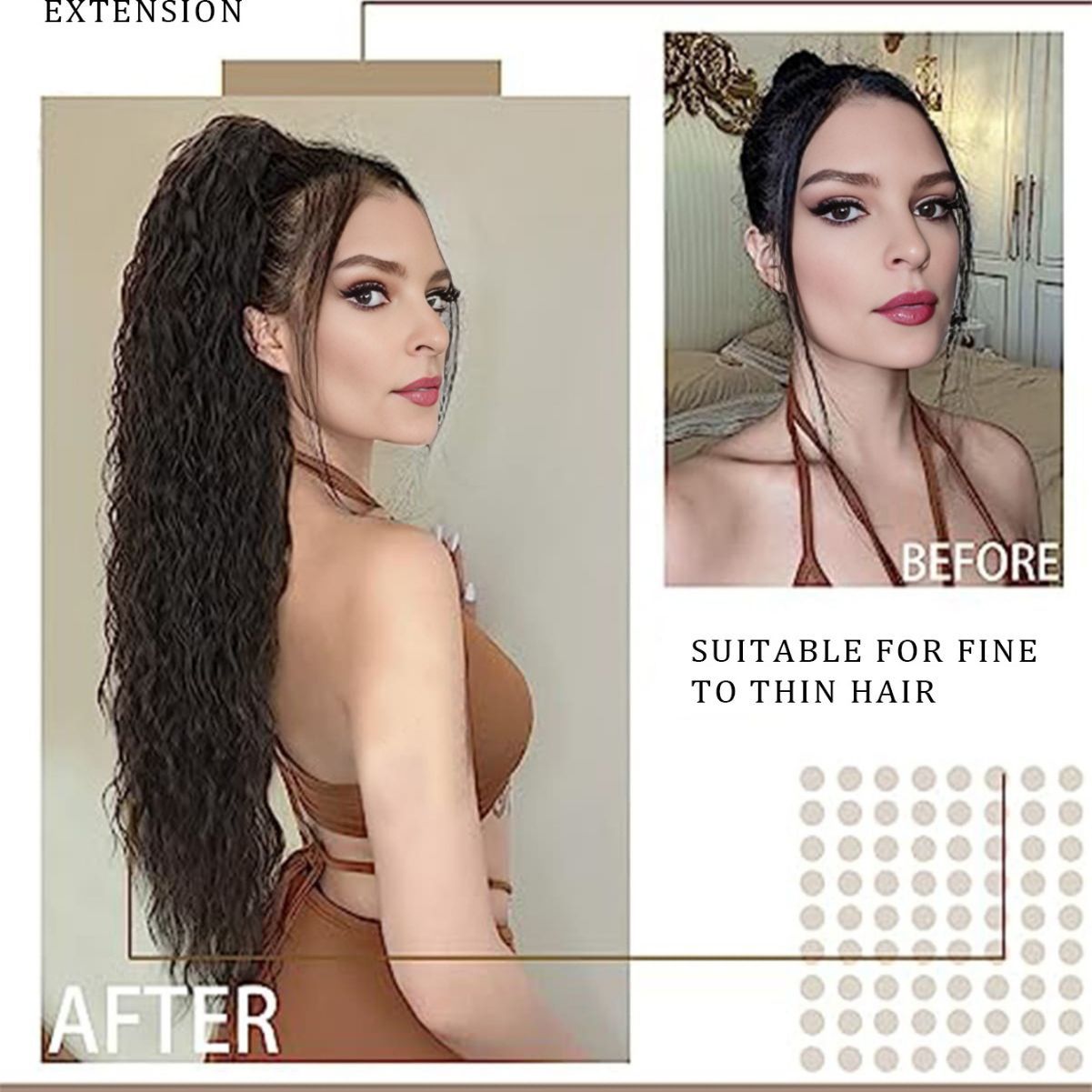  Big Wavy Long Hair Simulated Fluffy Corn Perm Ponytail