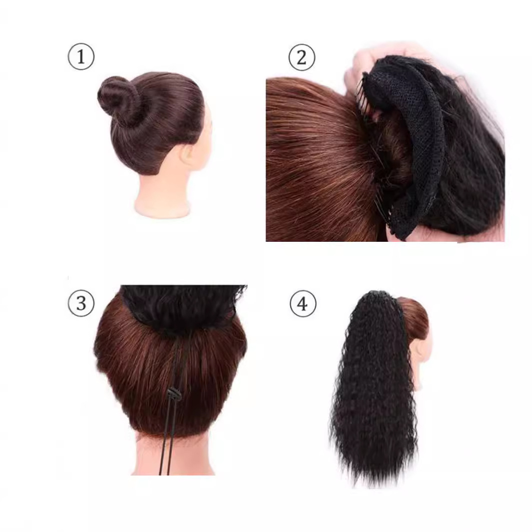  Big Wavy Long Hair Simulated Fluffy Corn Perm Ponytail